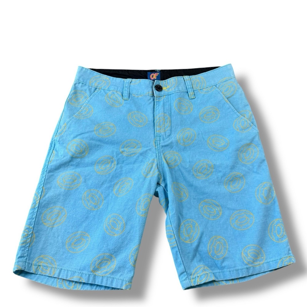 Odd Future OFWGKTA Doughnut All Over Print Blue/Yellow Khaki Shorts Mens 30 Rare